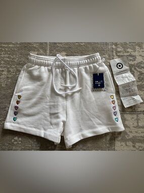 Roller Rabbit White Elastic Drawstring Sweatshorts. NWT